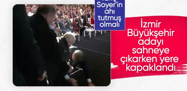 CHP İzmir Büyükşehir Belediye Lider adayı Cemil Tugay’ın düştüğü anlar